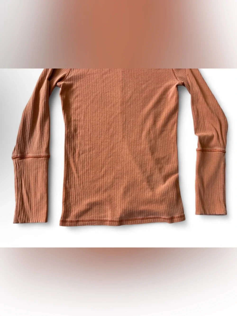 FREE PEOPLE Ribbed Mock Neck Long Sleeve Sweater - Rust and Charcoal - Medium